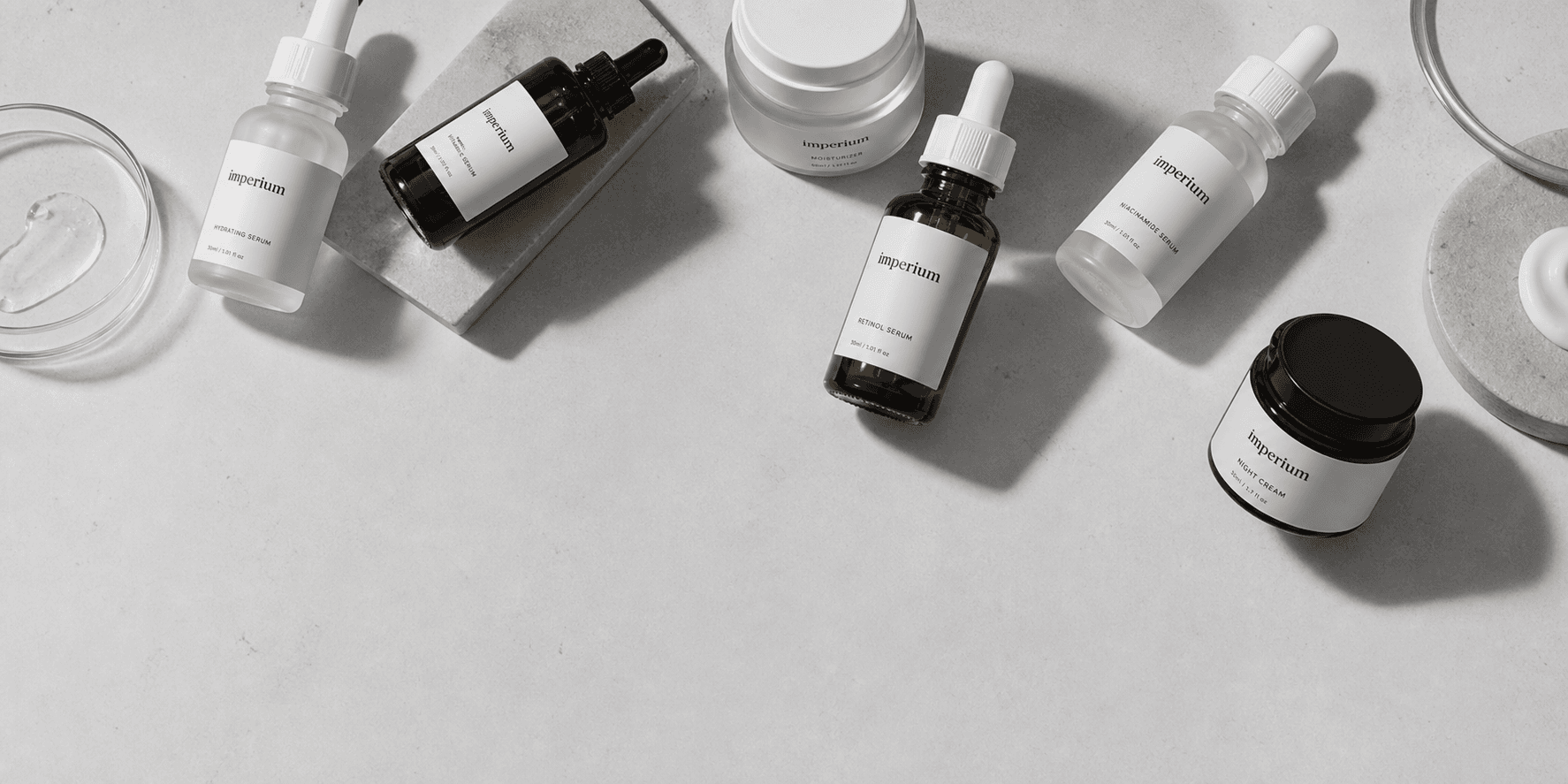 Imperium skincare product bottles